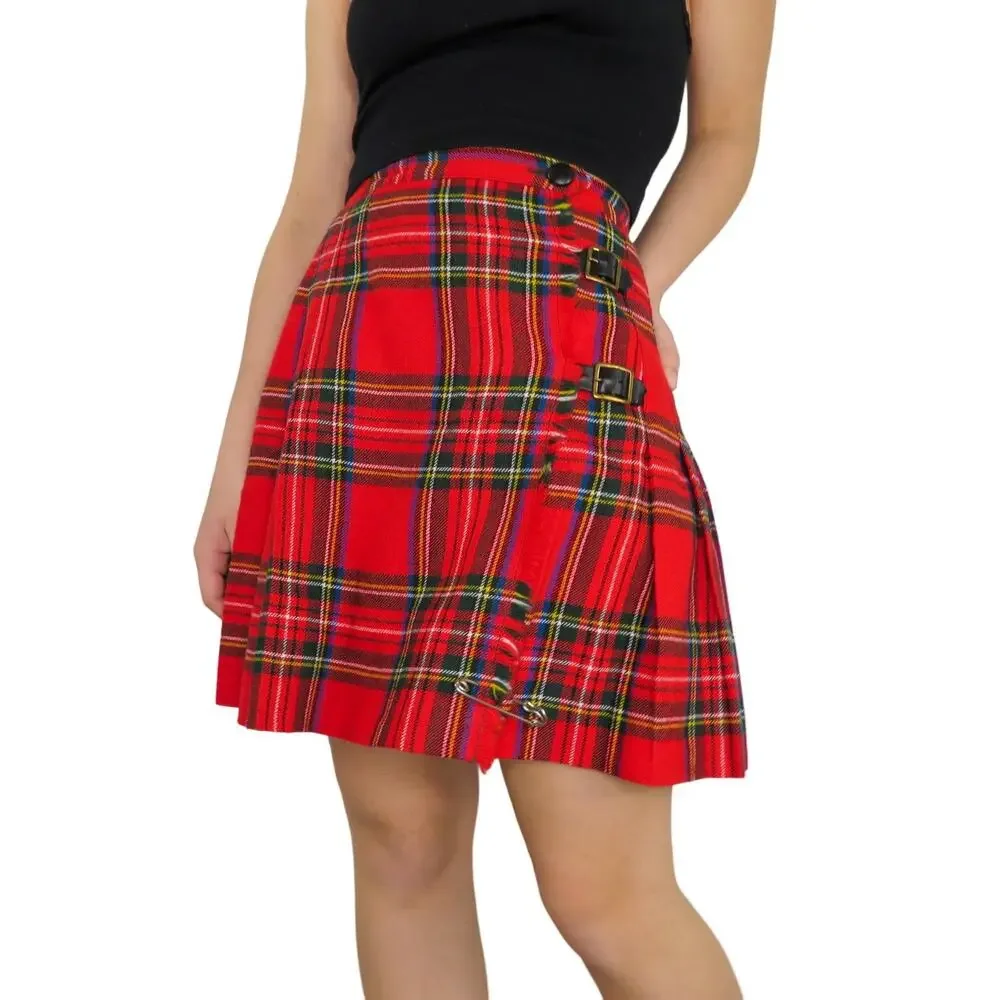 1950s Banner Union Made Vintage Red Plaid Pleated Skirt Waist XS 23
